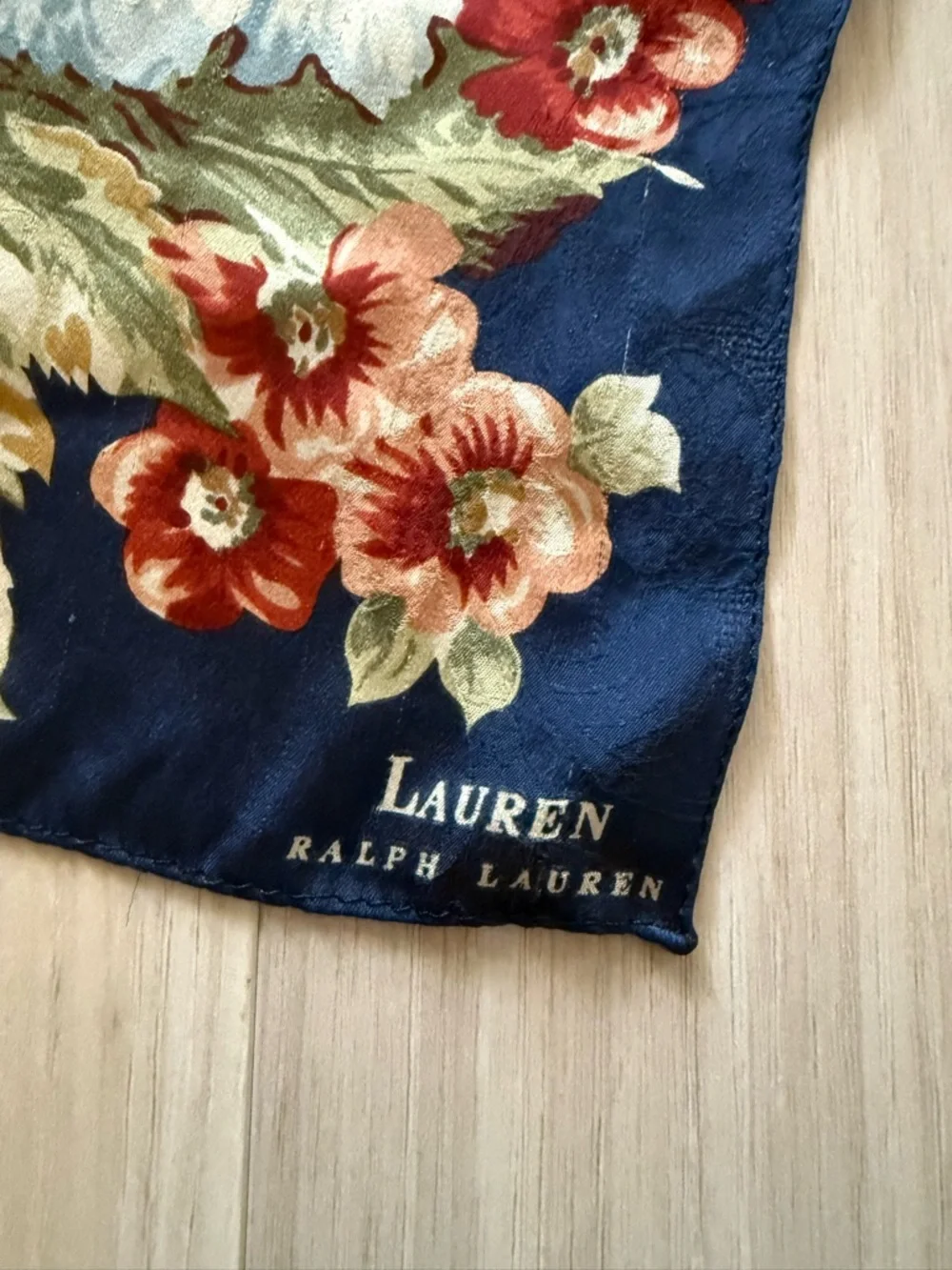 Lauren Ralph Lauren silk floral scarf navy romantic cottagecore